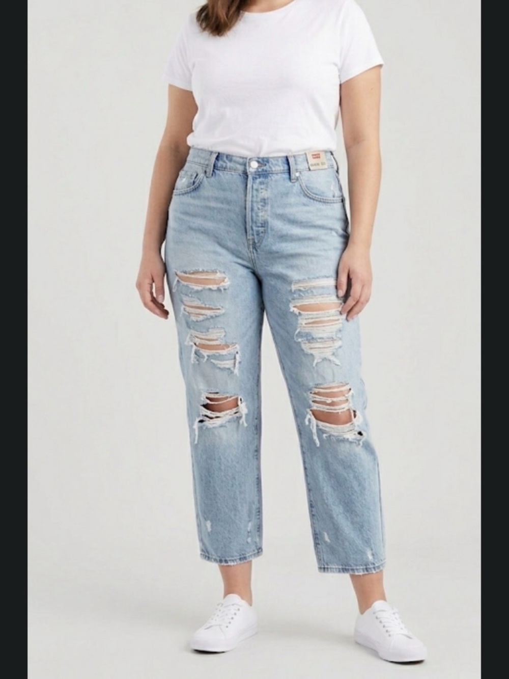 H&M Light Blue Distressed Boyfriend Jeans